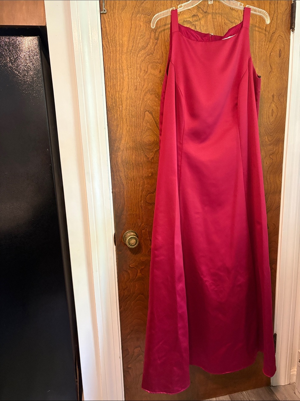 Betsy & Adam Fuchsia Satin A-Line Evening Dress